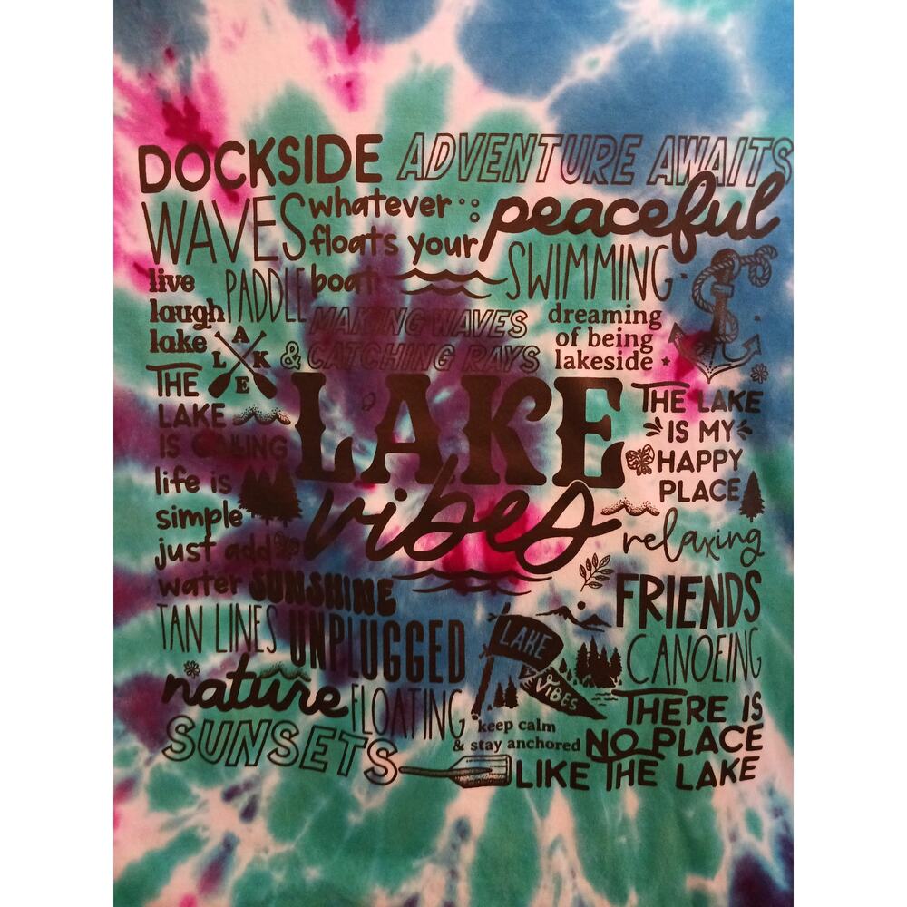 Lake Vibes Turquoise Spiral Tie Dye T-Shirt New Size L Large